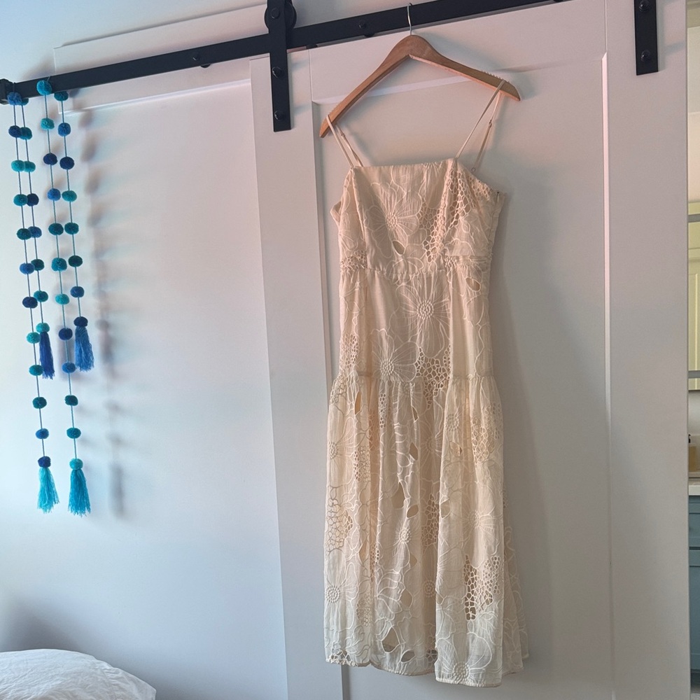 Adelyn Rae Cream Lace Midi Dress